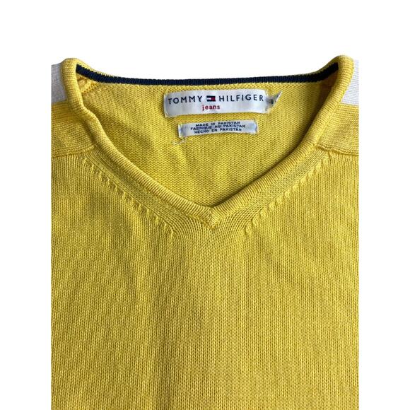 Tommy Hilfiger Women's Size Large Yellow Sweater Logo Y2K Retro Top Long-Sleeve - Picture 2 of 7
